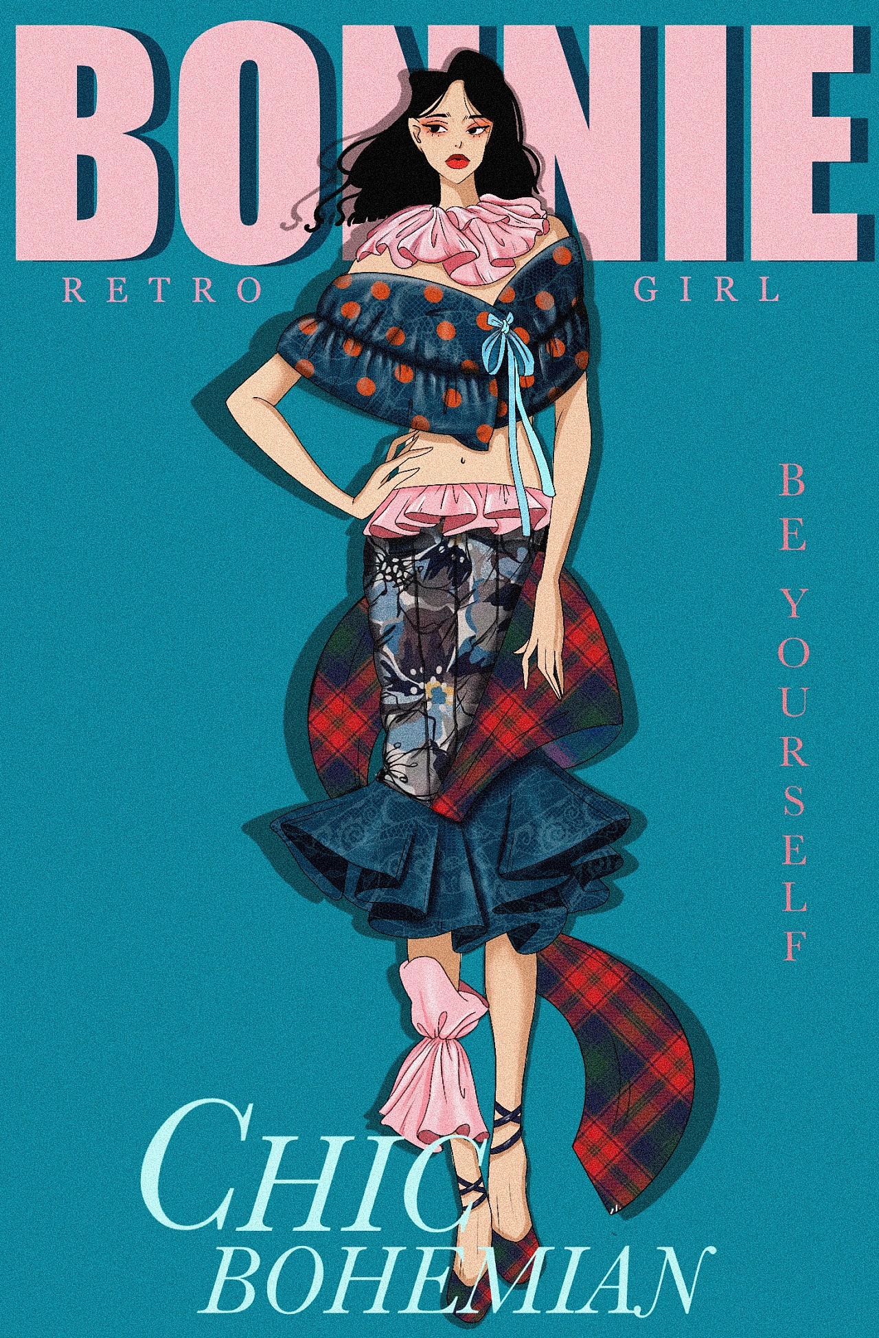 复古时装秀插画