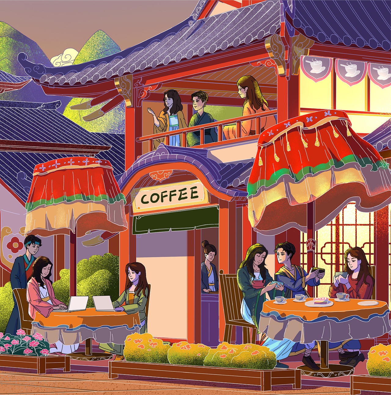 母亲节海报-穿越大唐（图ZMjU0MzQ2MzI0） - 商业插画 - 站酷设计师查无此点原创素材 - 站酷ZCOOL