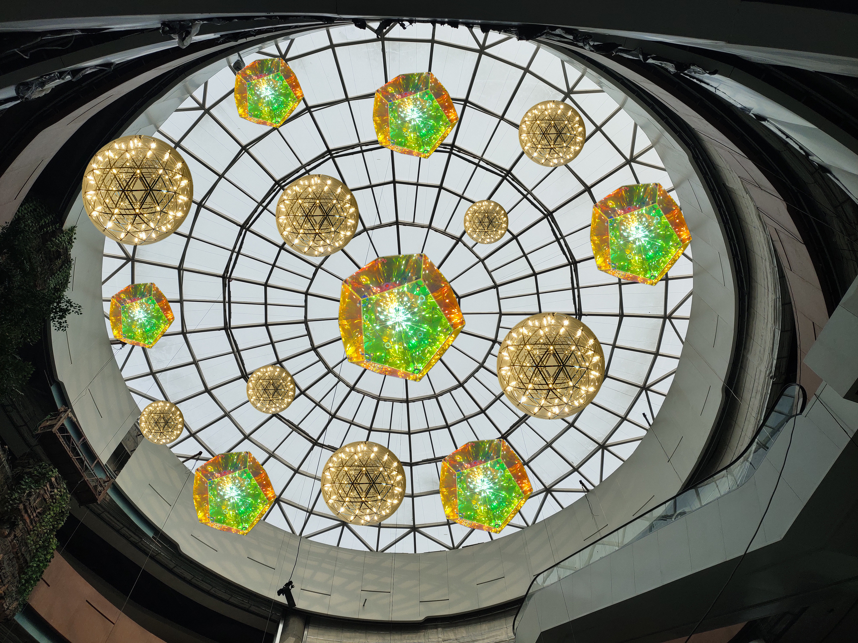 商场中庭吊顶装饰 铭星灯饰工厂 灯光美陈吊饰定制