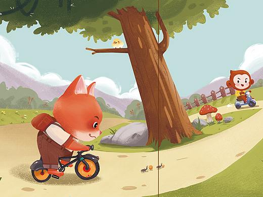 放学回家啦（个人主页-ZNDYxNTEwMDA=） - 儿童插画 - 站酷设计师赤犬原创素材 - 站酷ZCOOL