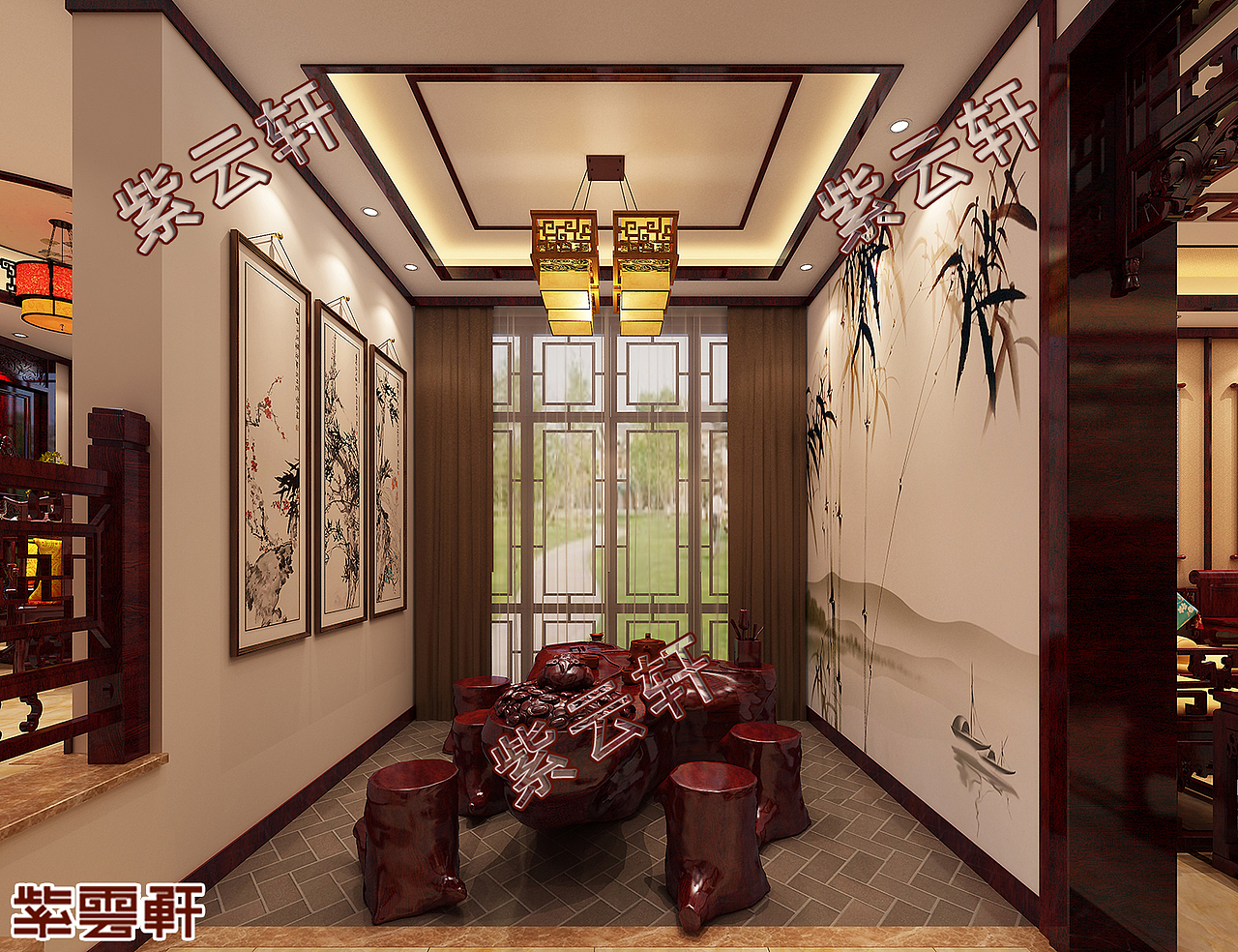 茶室古典中式装修  紫云轩