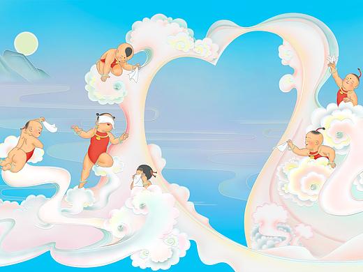 心相印 _「云中戏」（个人主页-ZNjQ4OTAwODQ=） - 商业插画 - 站酷设计师火柴蚌原创素材 - 站酷ZCOOL