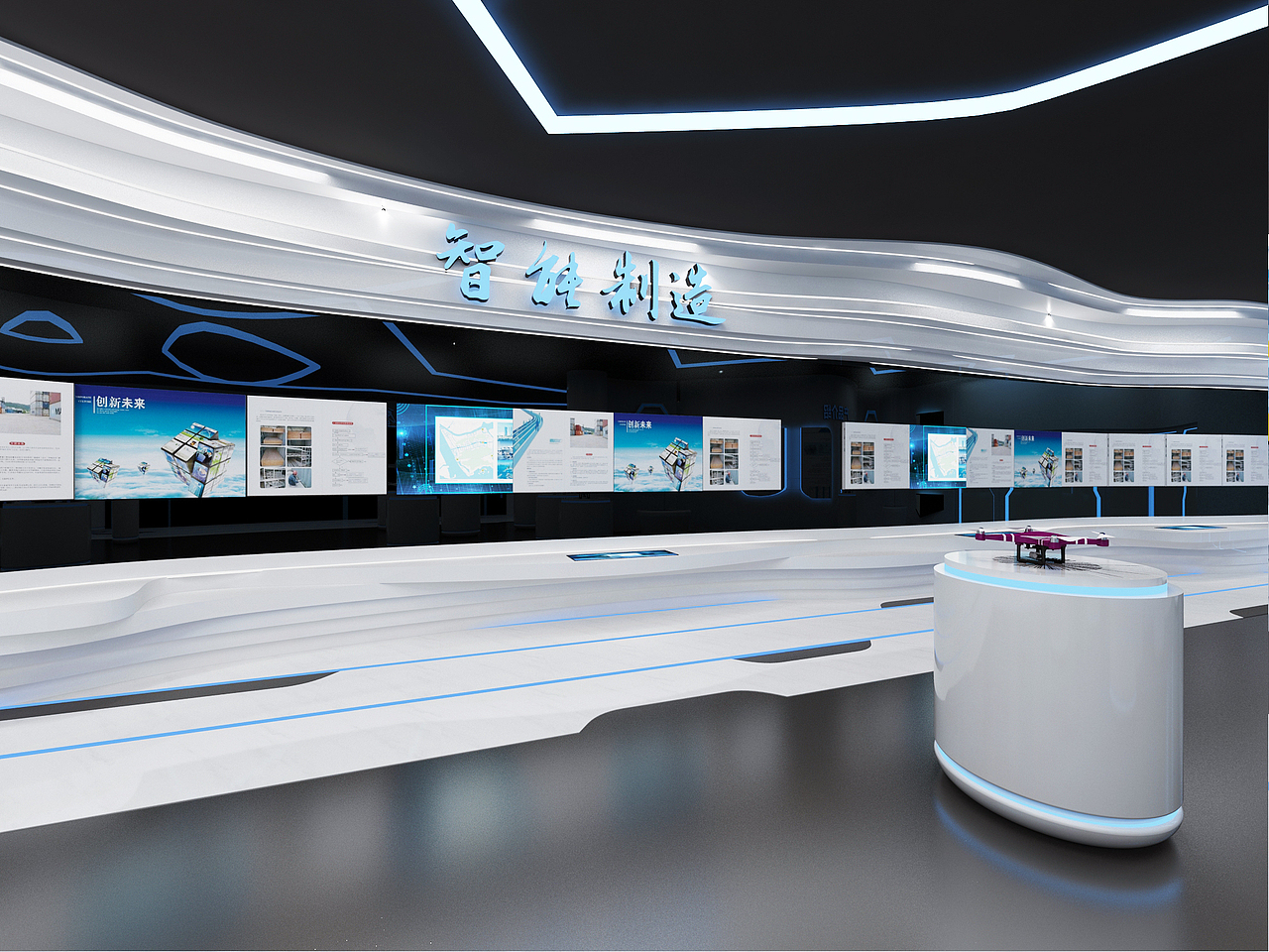 航空无人机飞机科技现代展厅效果图（图ZMjE0MDI5Njcy） - 其他三维 - 站酷设计师3D设计联系我原创素材 - 站酷ZCOOL