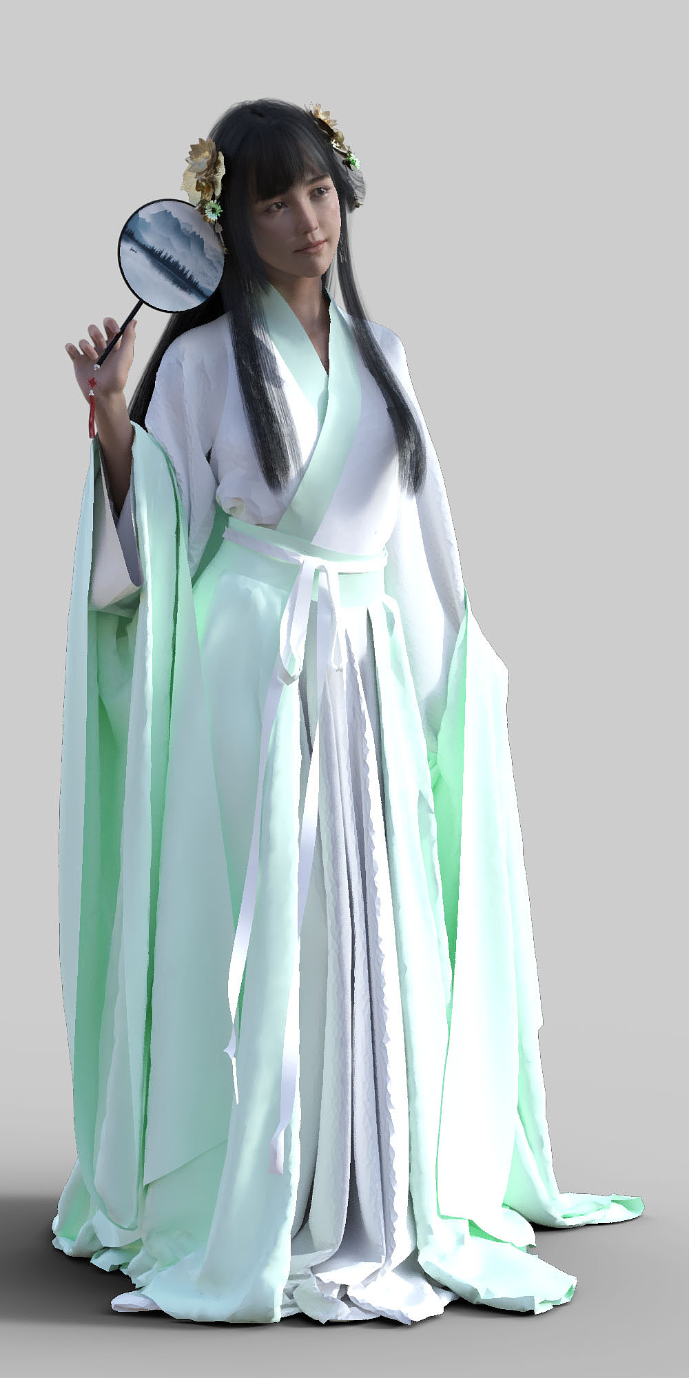 中秋快乐_三维古装女角色