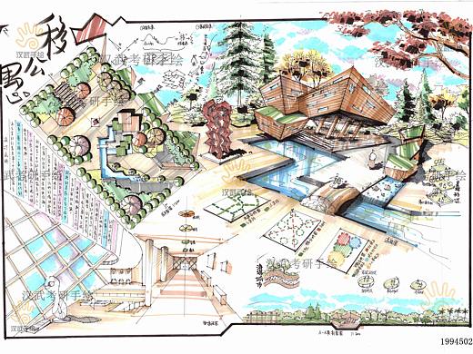 2020环艺广场庭院公园校园景观建筑考研手绘快题模板