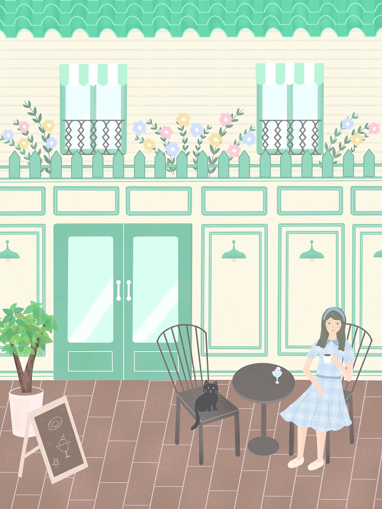 夏日甜品店（圖ZMzQ0NzE1NzQw） - 商業(yè)插畫 - 站酷設(shè)計(jì)師cocomoon28原創(chuàng)素材 - 站酷ZCOOL