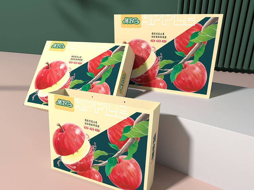 写实风苹果插画包装设计