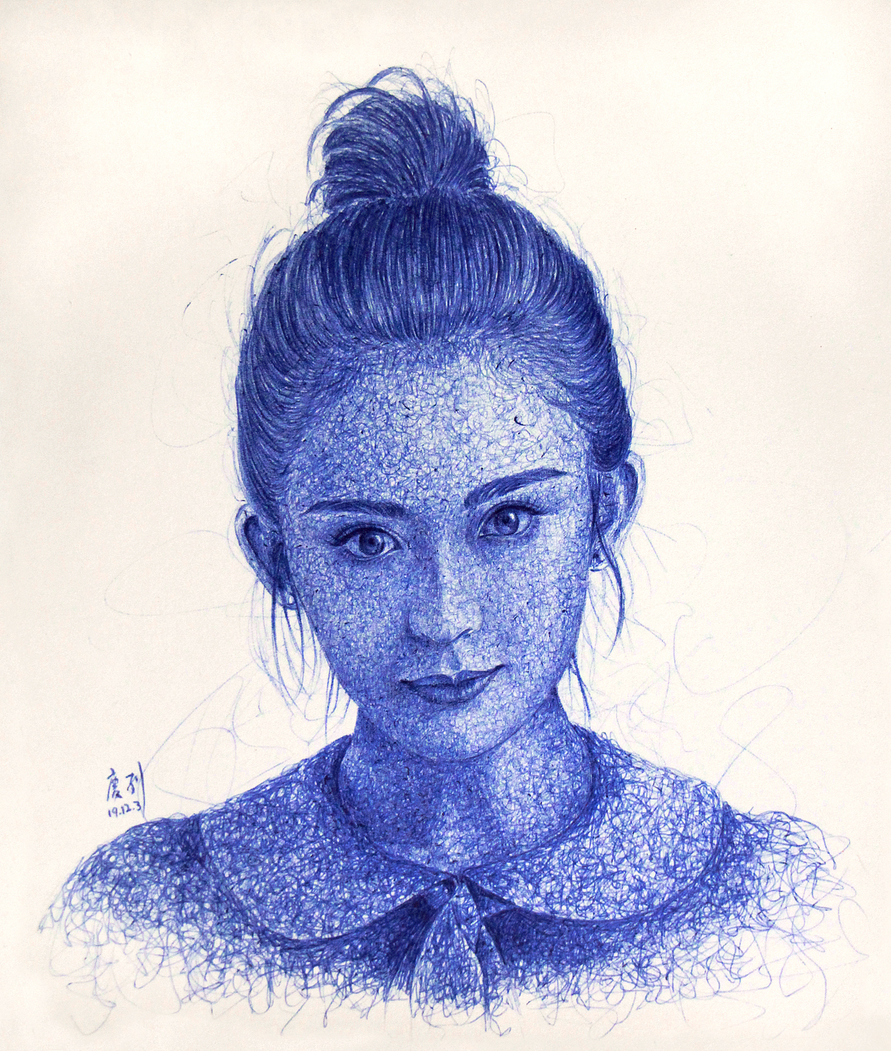 圆珠笔画 古力娜扎