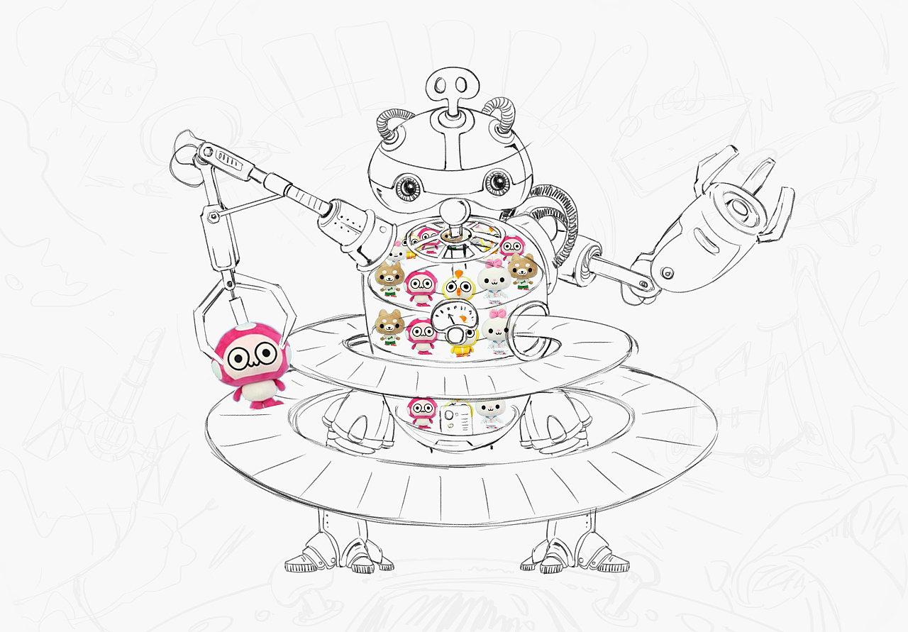 蘑菇街双十一抓娃娃机器人主视觉插画H5海报（图ZMTA4MDQxODA4） - 商业插画 - 站酷设计师neuneuneu原创素材 - 站酷ZCOOL