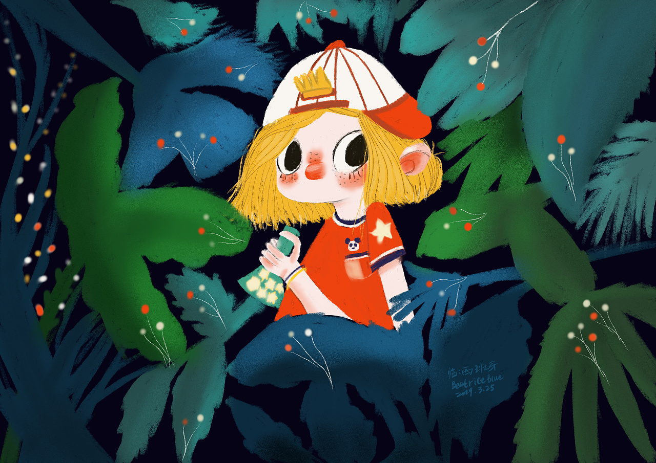 用ipad临摹一张ins beatrice blue插画