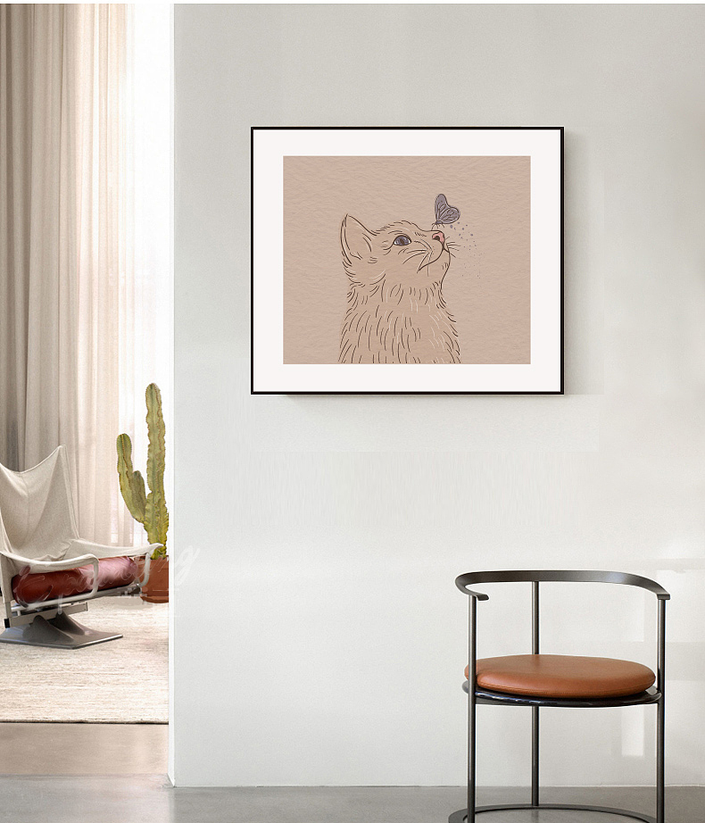 猫咪装饰画线稿