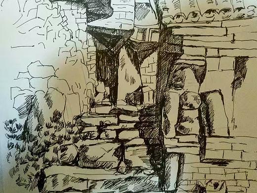 云南风景写生速写