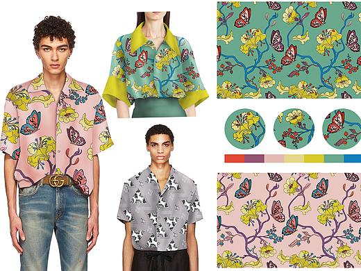 家居服品牌面料印花图案设计一组