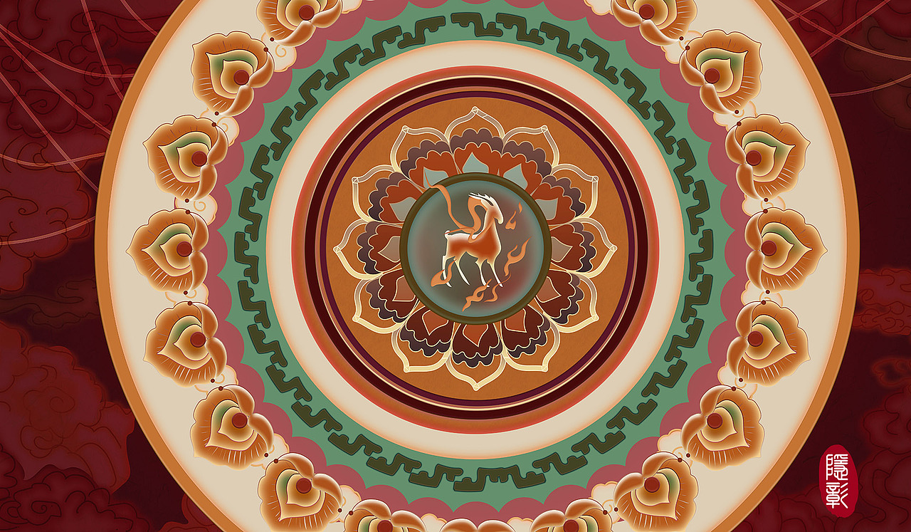 古风手绘《凤穿牡丹》富贵吉祥图案