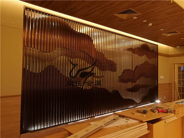 售楼部特色不锈钢山形屏风景墙网红爆款