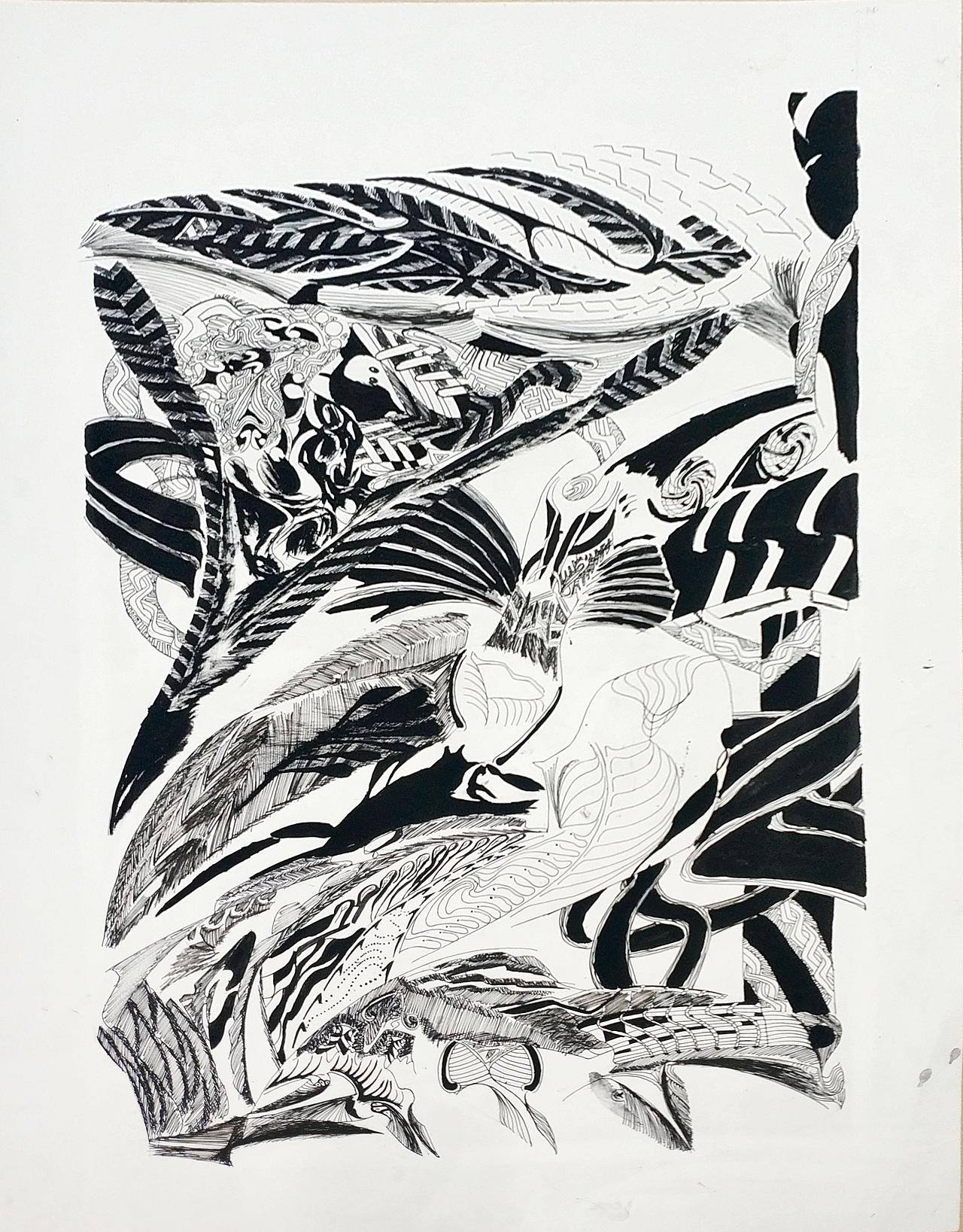 P1 首次尝试,尽量填满元素,没有构图,边想边画。画这个受到了<<灵笼>>的影响。没错我想画节肢动物来着,最后跟老师解释说 虫子,自己找找吧,看你能找到几个虫子。