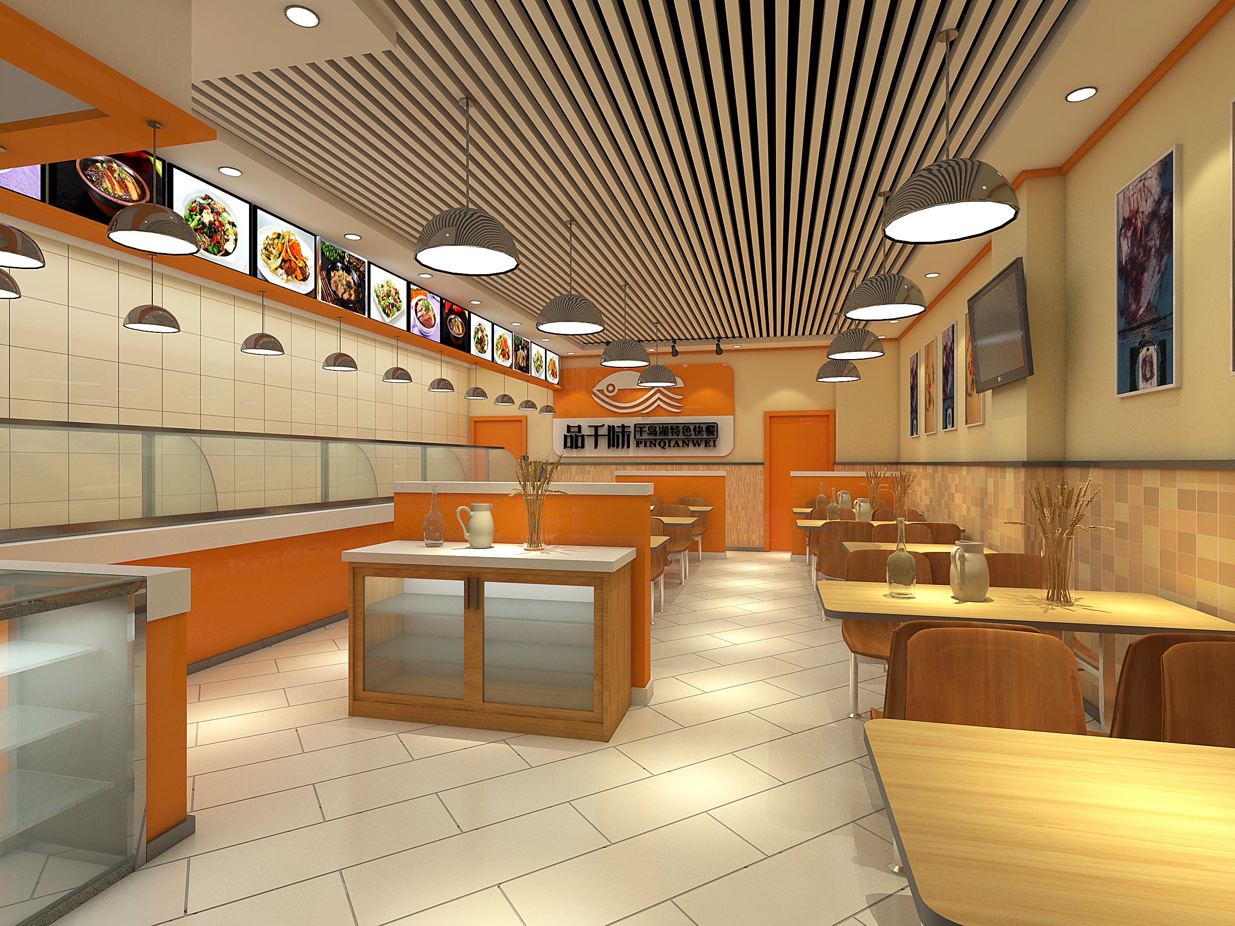 现代奶茶店收银台点餐台3d模型-免费3dmax模型库-欧模网