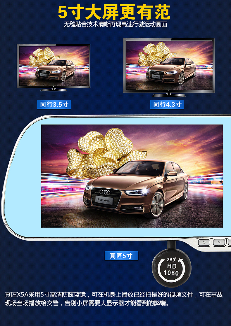 后视镜行车记录仪详情页 车品详情页 行车记录仪宝贝描述 爆款详情页