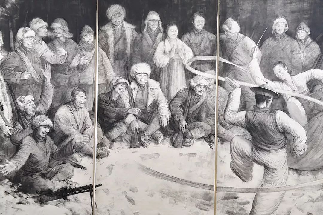 “抗联之魂”大型全景素描艺术综合体作品局部