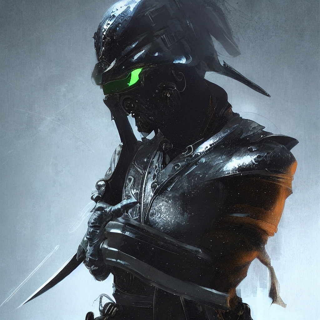 电影打光,中国风,对焦描述:刀光剑影,赛博朋克,精细 , 盔甲,剑客,武士