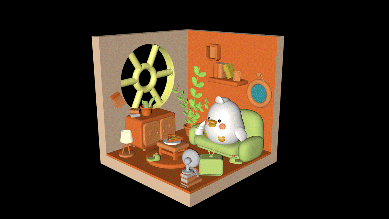 C4D练习:卡通房间