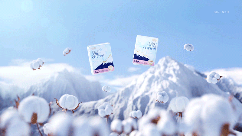 【巨人谷制作 | 淘淘氧棉天山白卫生巾】—大视觉动效