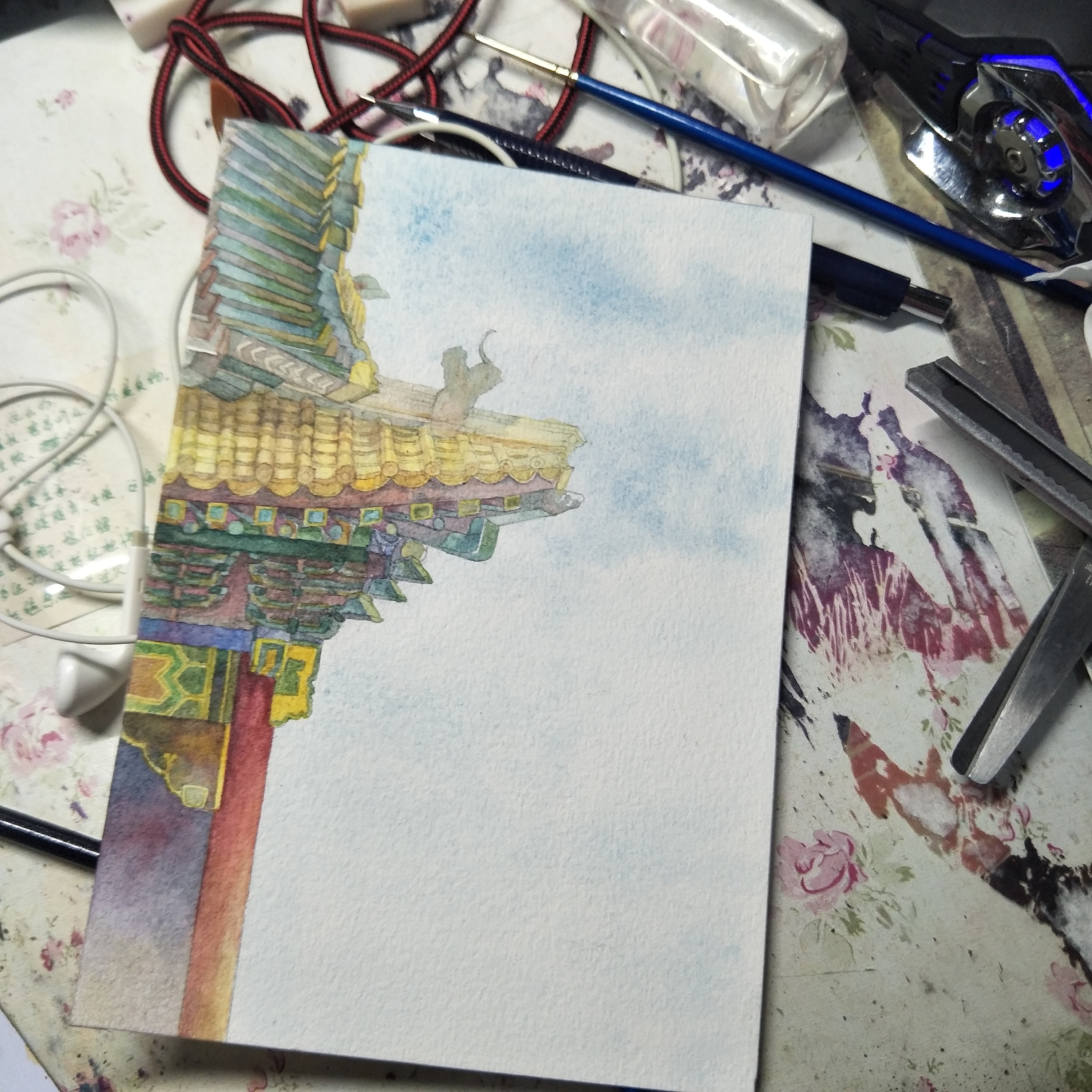 故宫小角落画完啦