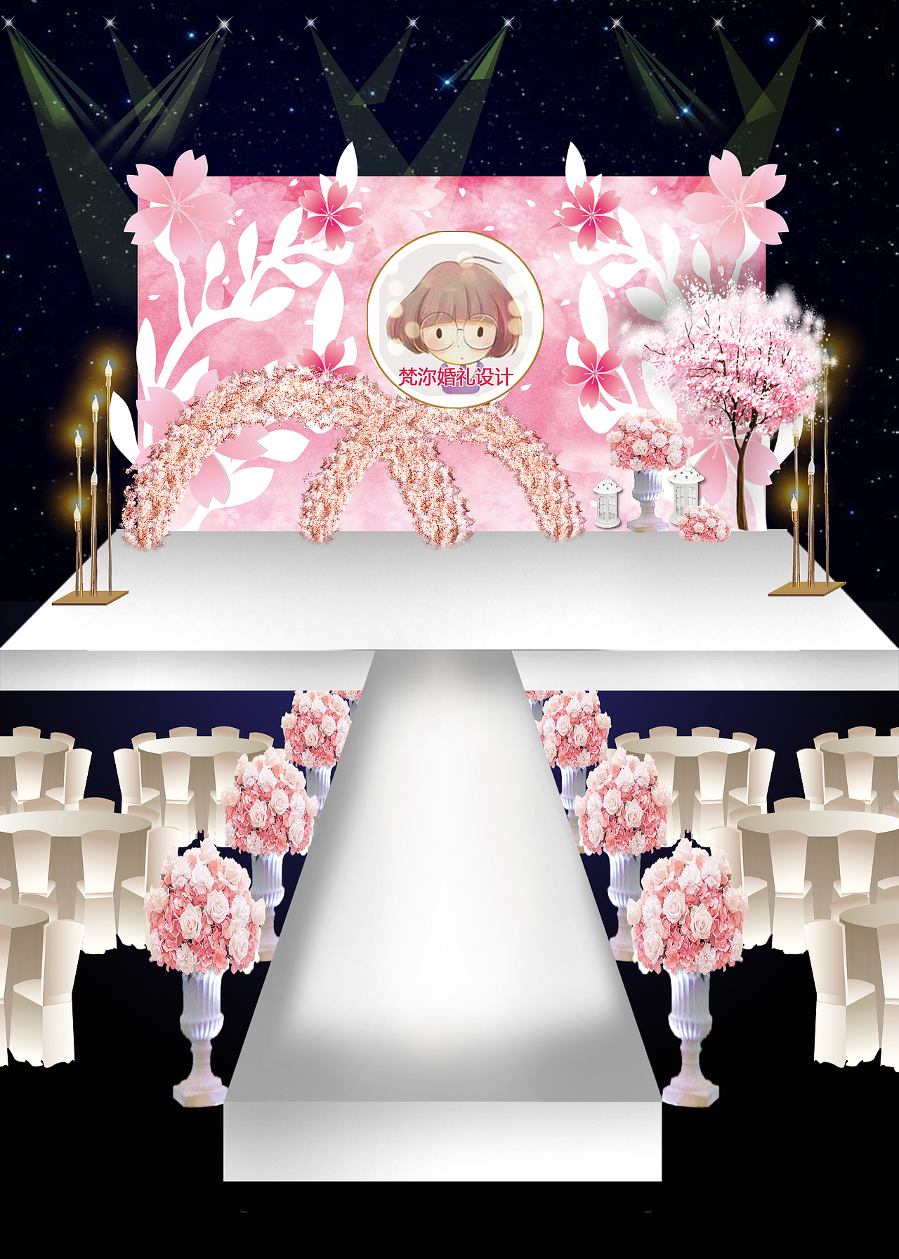 粉色櫻花主題婚禮效果圖（圖ZNzQ2NjEzNzY=） - 品牌 - 站酷設(shè)計(jì)師MissFannie原創(chuàng)素材 - 站酷ZCOOL