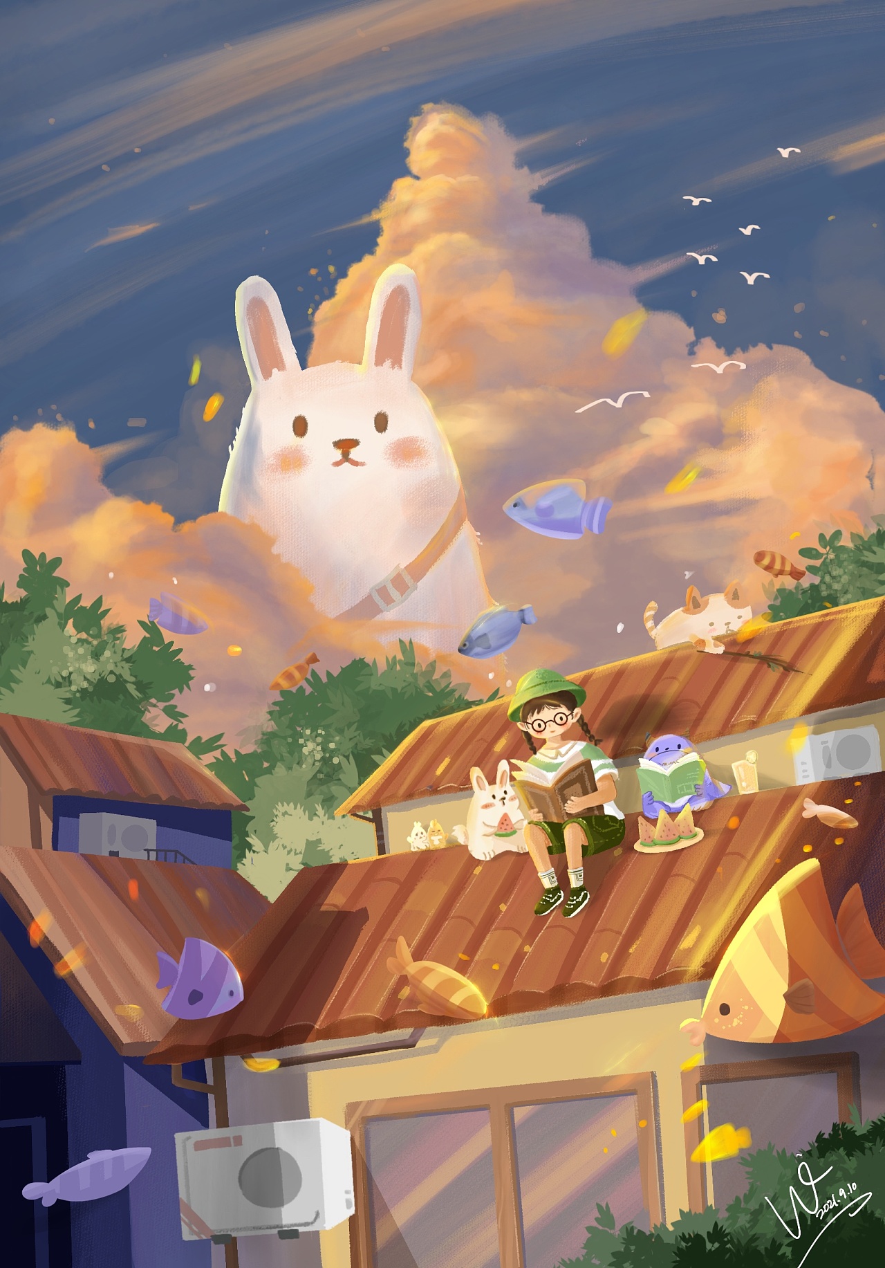 落日黄昏|插画|创作习作|oumega - 临摹作品 - 站酷 (zcool)