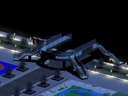天桥夜景建模(3DMAX)