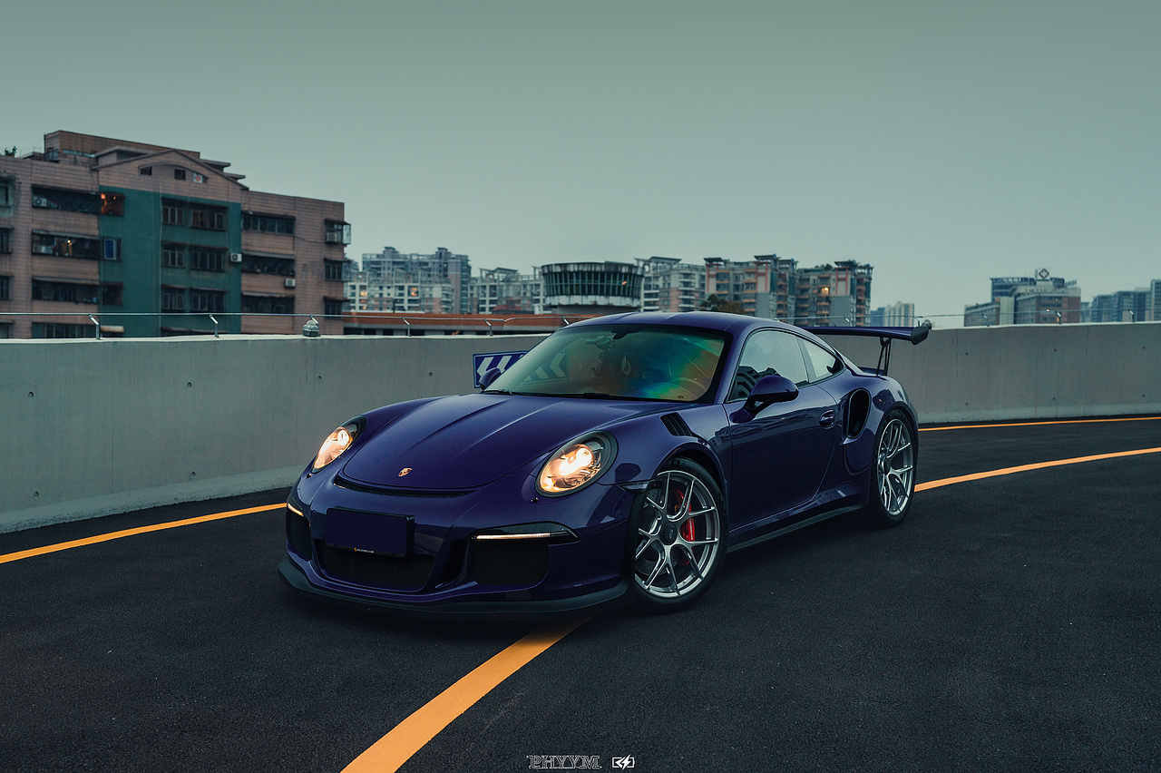 汽车摄影:保时捷911gt3rs 紫罗兰 /2