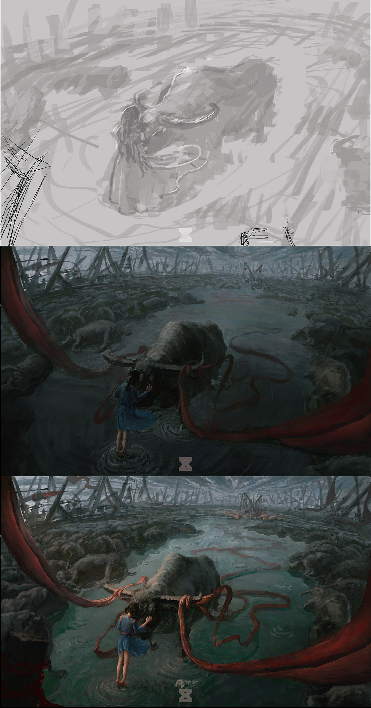 《黔雨·女孩的牛》（图ZMjg5MjA4OTMy） - 创作习作 - 站酷设计师zaiXxxxxx原创素材 - 站酷ZCOOL