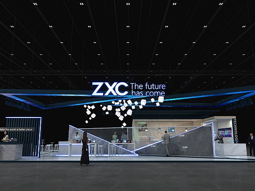 异形吊顶商务通信展台电子展数码展设计