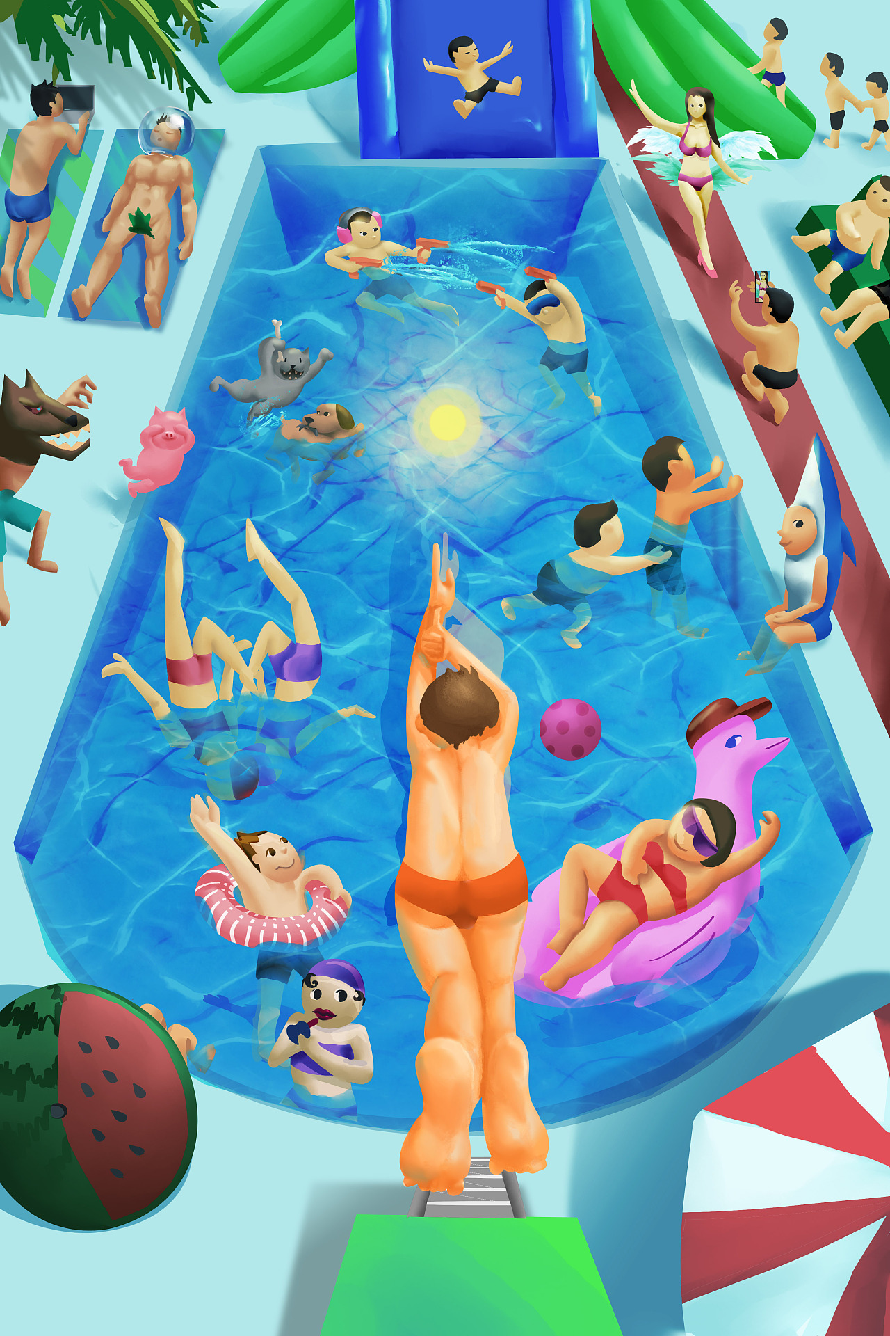 夏天的泳池幻想