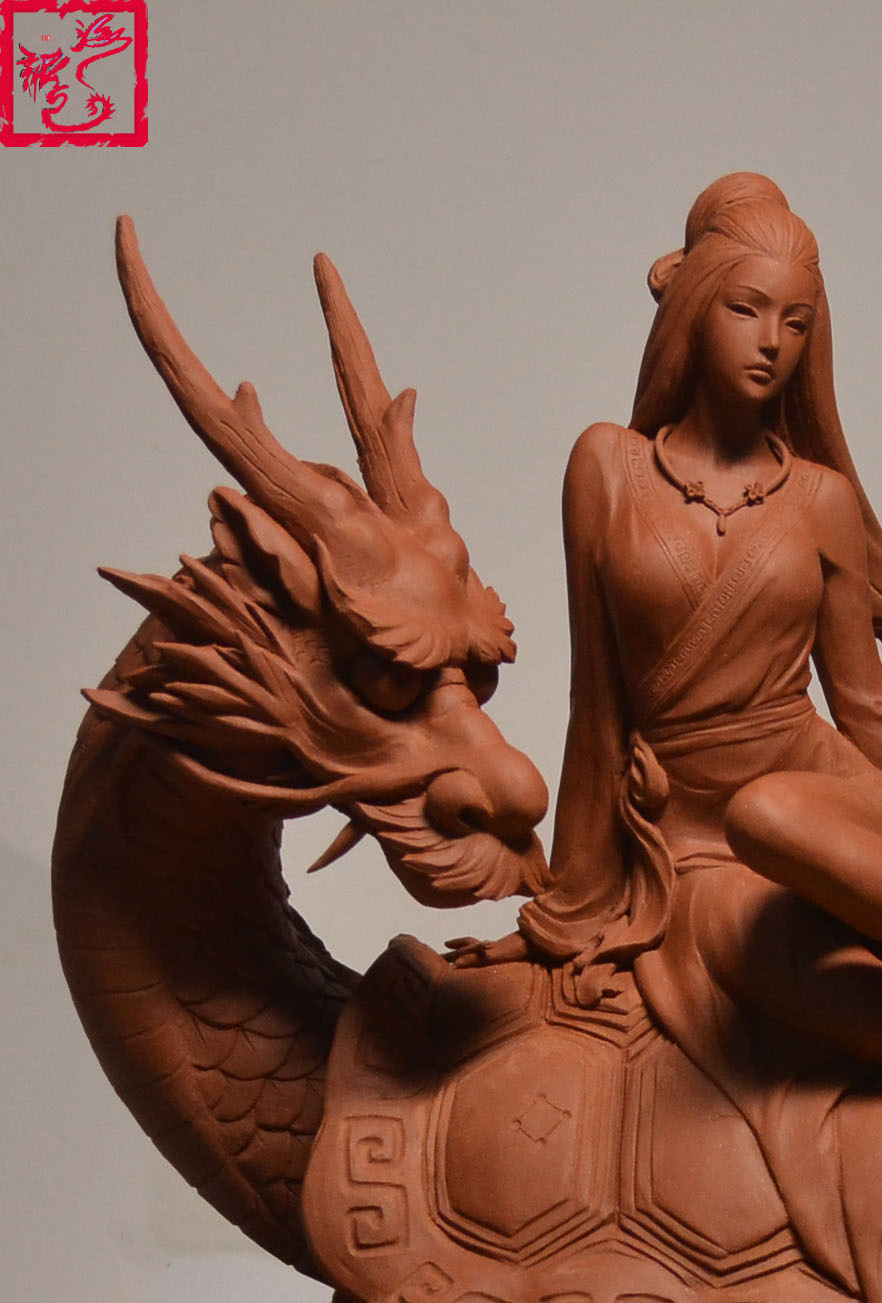 海龙原创紫砂泥塑《洛神》定制作品