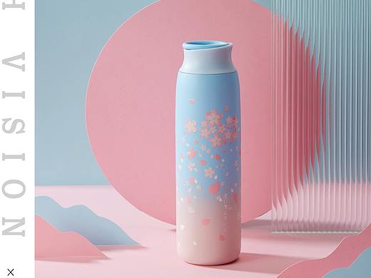 保温杯|日式樱花保温杯产品拍摄