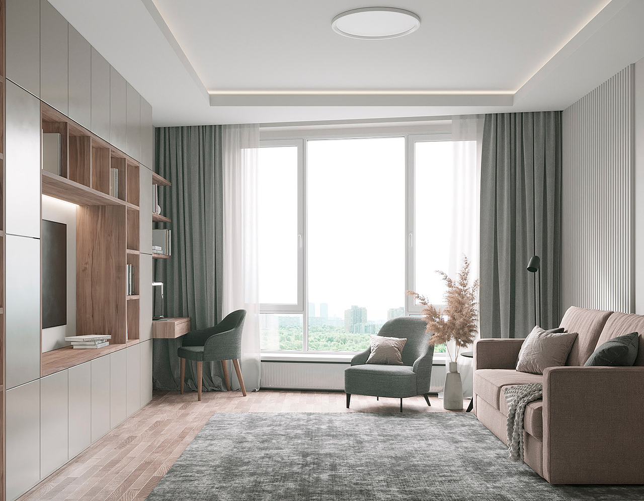 沈阳北轩装饰-迎宾社区60平线条衬托