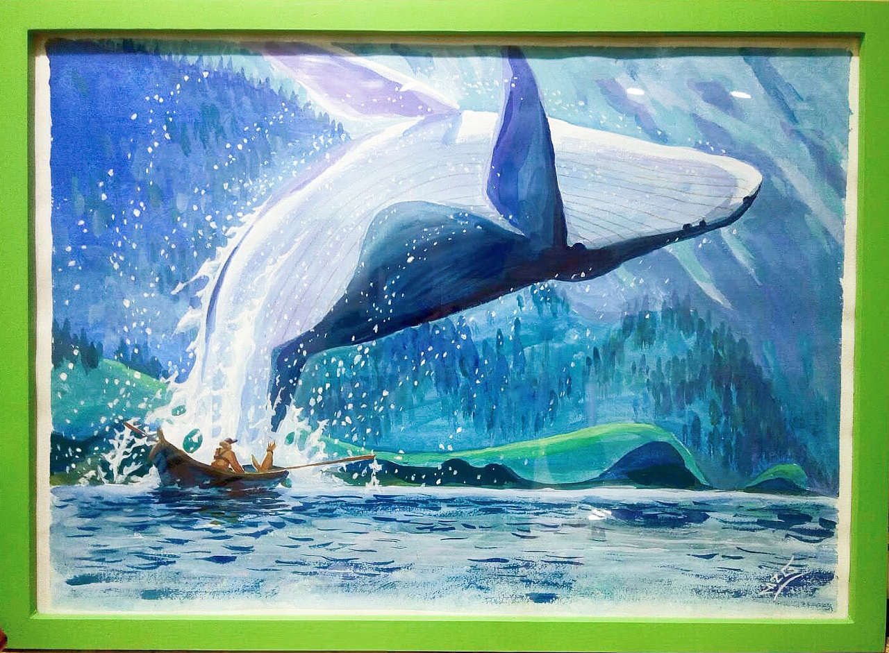 水粉鲸鱼