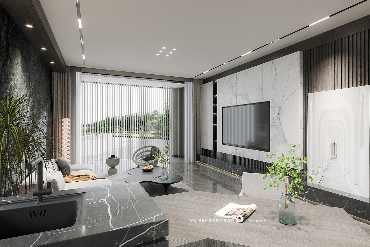 暗黑系客餐厅（图ZMjg0OTcxNDI0） - 家装设计 - 站酷设计师MarcNv原创素材 - 站酷ZCOOL