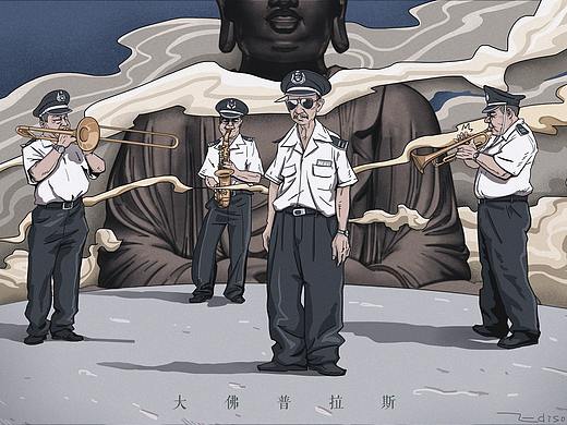 电影大佛普拉斯的剧照改插画海报