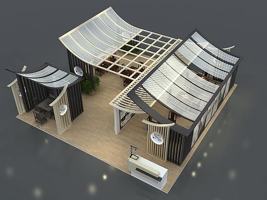 川水古风展   3D效果图设计