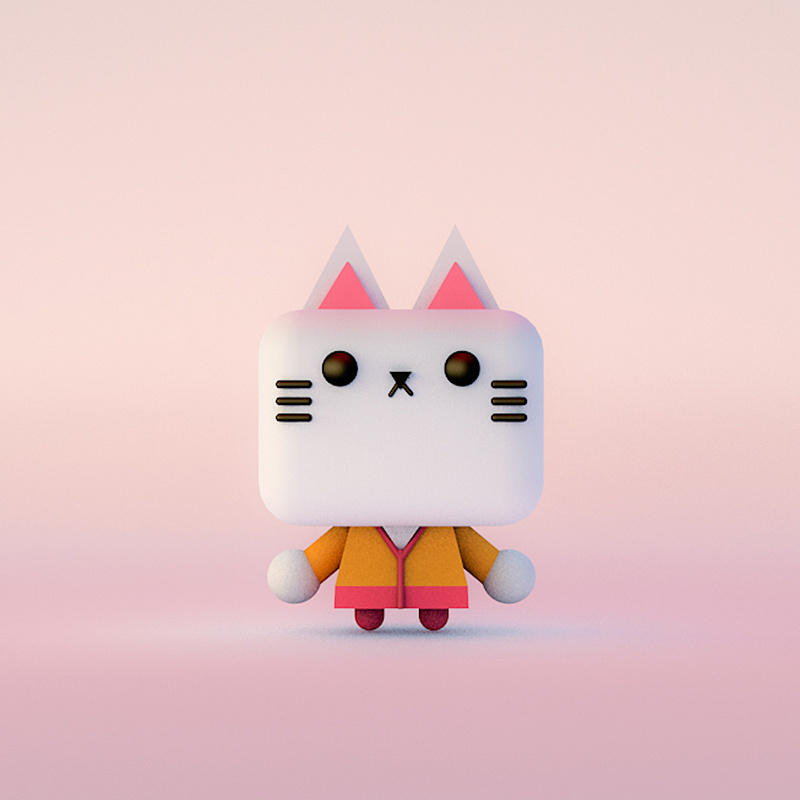 在公司的最后c4d作品(萌萌猫)