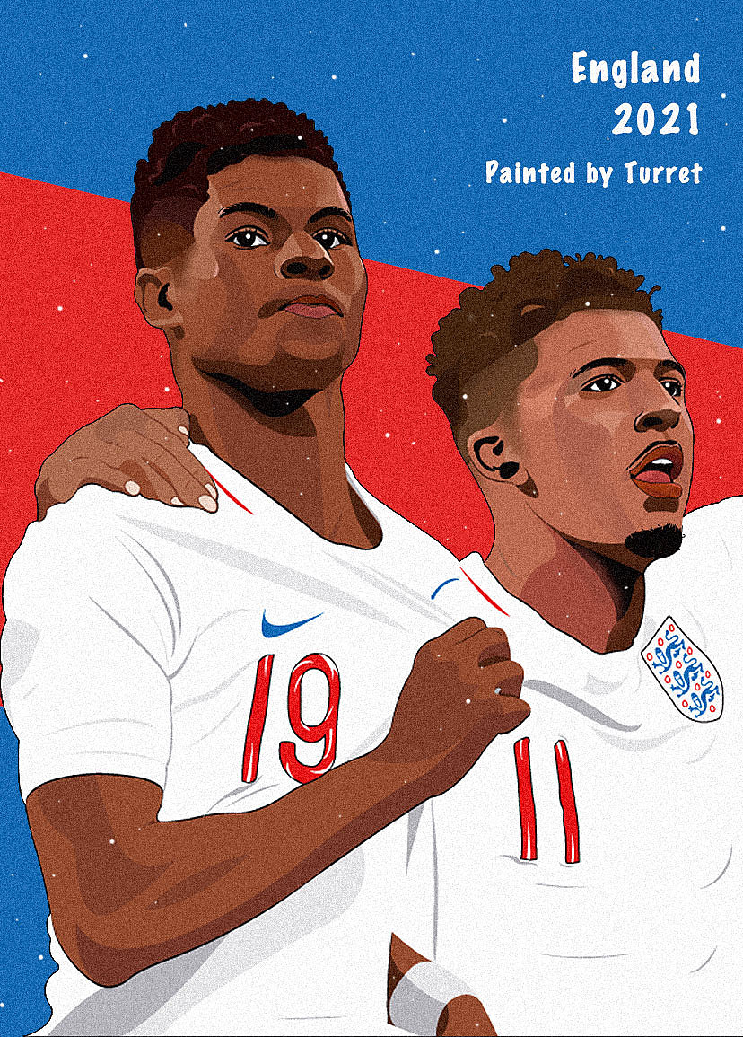 拉师傅、桑乔,足球插画-欧洲杯倒霉兄弟