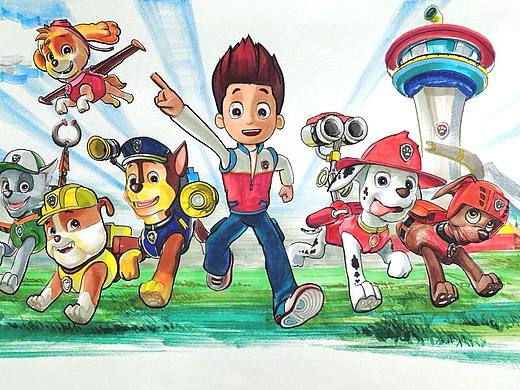 马克笔手绘《汪汪队大作战》（个人主页-ZNjIzNzAyMjA=） - 动画片 - 站酷设计师江流儿爱画画原创素材 - 站酷ZCOOL