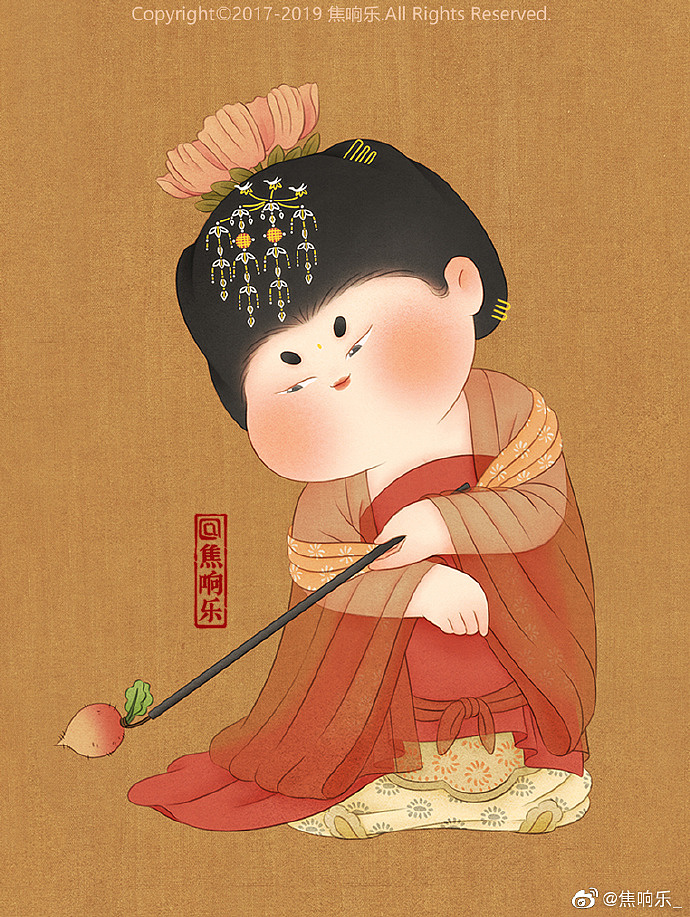 重绘《簪花仕女图》