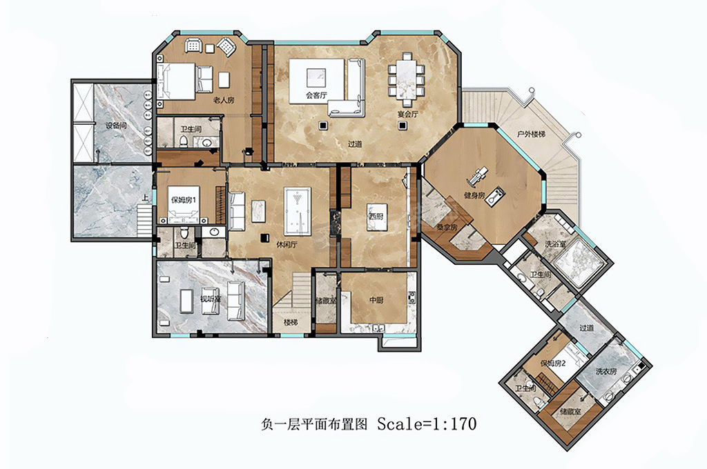 保利高尔夫装修图|重庆独栋别墅旧房改造设计|天古装饰（图ZMTY0MzE5ODg0） - 家装设计 - 站酷设计师天古装饰设计师T原创素材 - 站酷ZCOOL