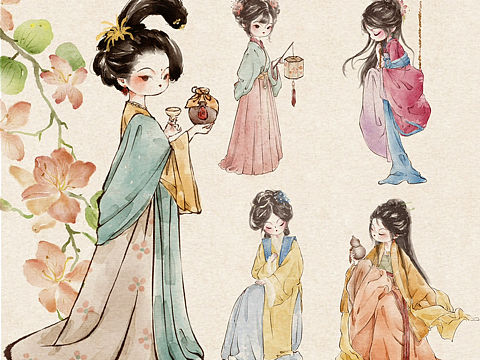 二十四节气水墨拟人秋冬合集