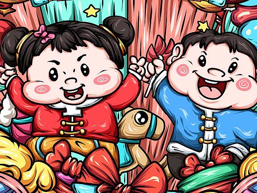 国潮系列包装插画
