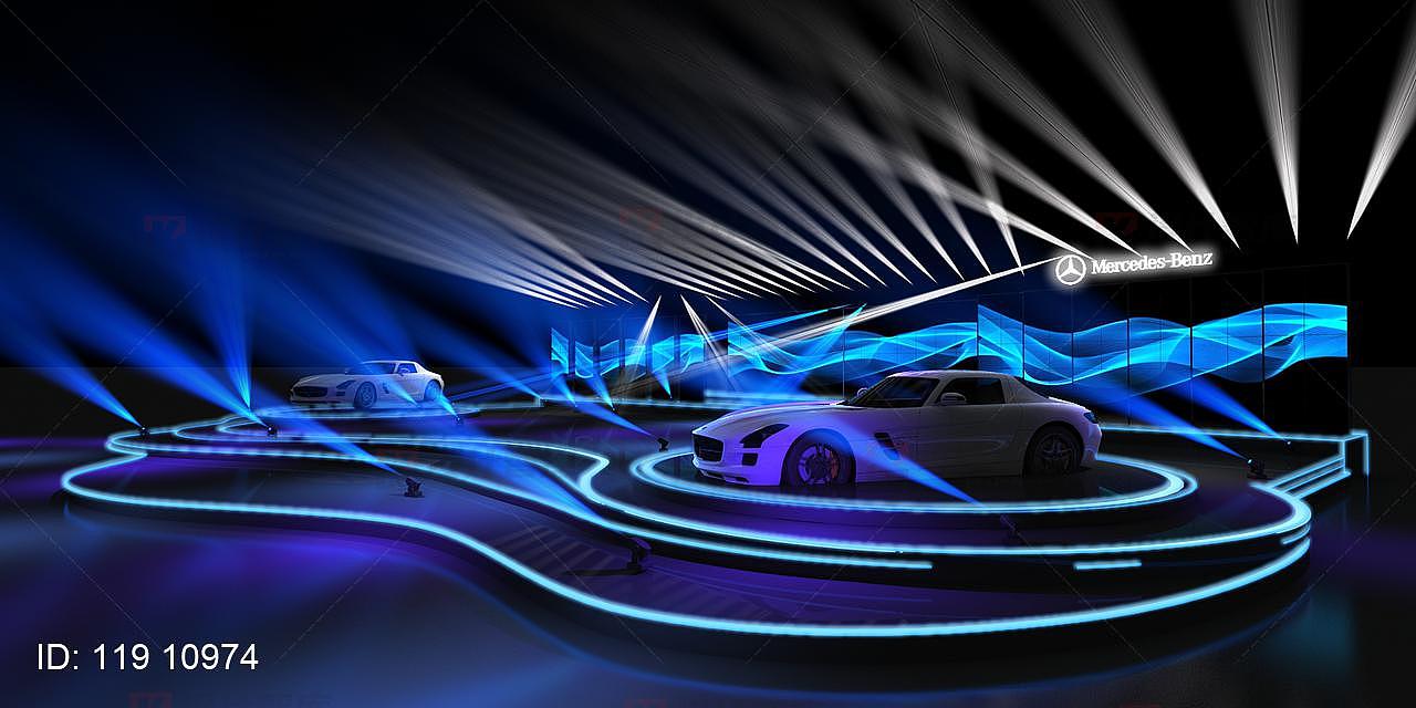 奔驰主题发布会舞台设计效果图