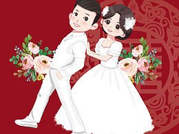 婚纱插画Q版全身(可立牌,可请柬)